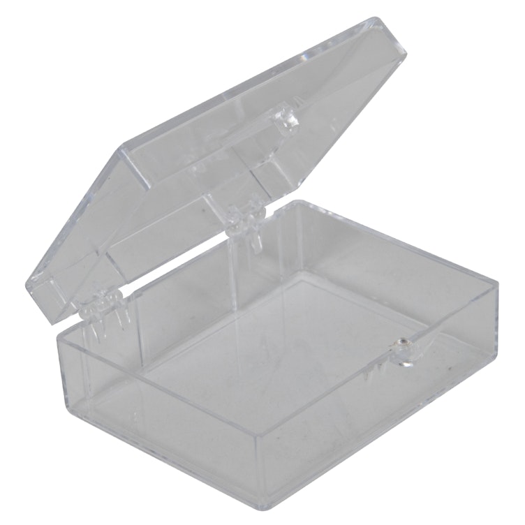 Clear Polystyrene Hinged Box - 2-1/8" L x 1-5/8" W x 3/4" Hgt. (Case of 1000)