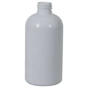 8 oz. White PET Squat Boston Round Bottle with 24/410 Neck (Cap Sold Separately)