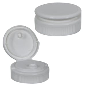 38/400 White Polypropylene Ribbed Snap-Top Dispensing Cap with Heat Induction Liner & 0.25" Orifice