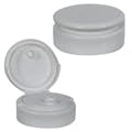38/400 White Polypropylene Ribbed Snap-Top Dispensing Cap with Heat Induction Liner & 0.25" Orifice