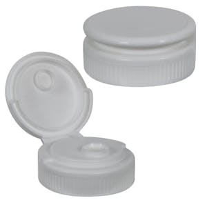38/400 White Polypropylene Ribbed Snap-Top Dispensing Cap with Heat Induction Liner & 0.375" Orifice