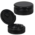 38/400 Black Polypropylene Ribbed Snap-Top Dispensing Cap with Heat Induction Liner & 0.5" Orifice