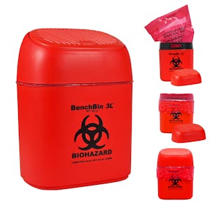 3 Liter BenchBin 3L™ Biohazard Waste Bin Kit with 400 Bags