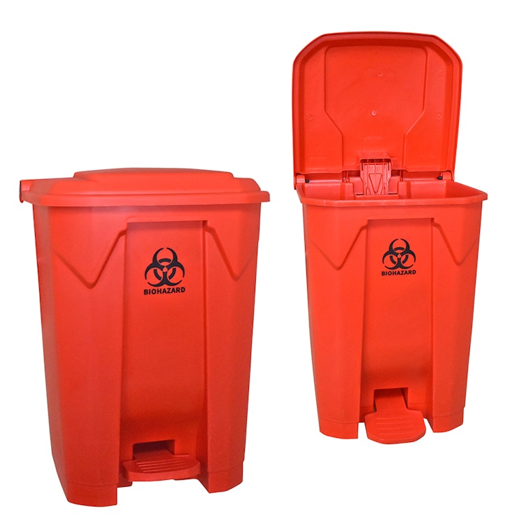 13 Gallon Red BowTie™ Biohazard Waste Bin with Foot Pedal