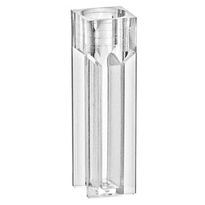 2.5mL Polystyrene Semi-Micro Cuvette with Round Opening - 100 per Tray; 10 Trays per Case (Cap Sold Separately)