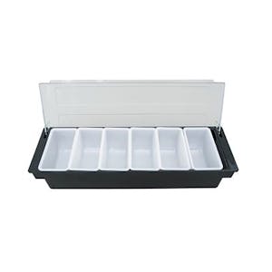 6-Compartment Chilled Condiment Holder with Removable Compartments - 19-1/2" L x 6" W x 3.5" Hgt. OD