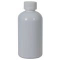 8 oz. White PET Squat Boston Round Bottle with 24/400 White Ribbed CRC Cap with F217 Liner