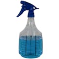 36 oz. Clear PET Mega Round Spray Bottle with Printed Scale & 28/400 Blue Polypropylene Model 300™ Sprayer