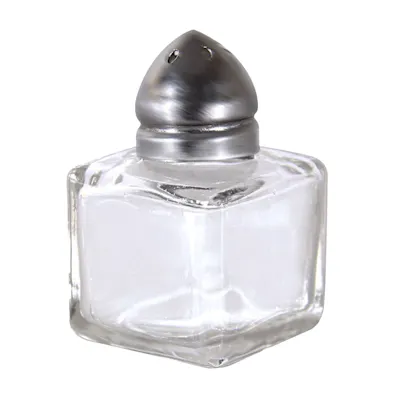 1/2 oz. Glass Cube Salt & Pepper Shakers with Standard Cap - Package of 12