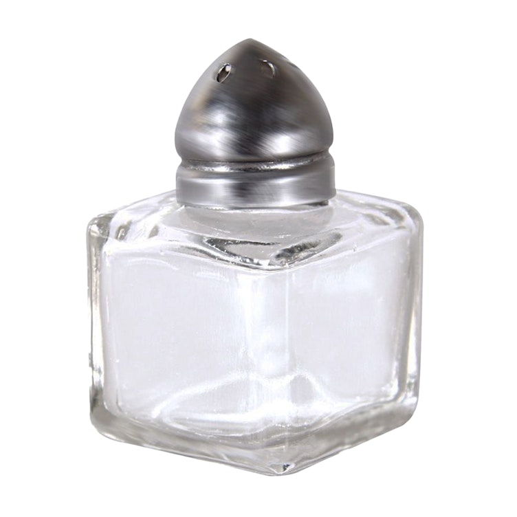 1/2 oz. Glass Cube Salt & Pepper Shakers with Standard Cap - Package of 12