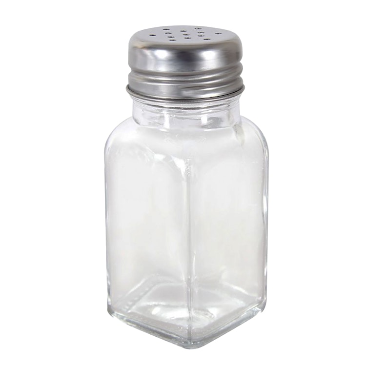 2 oz. Glass Square Salt & Pepper Shakers with Mushroom Cap - Package of 12