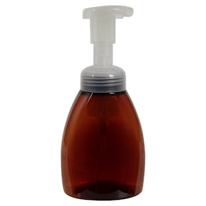250mL Amber PET Foaming-Style Oval Bottle with 40mm Natural Polypropylene Dispensing Foaming Pump