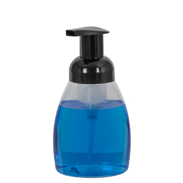 250mL Clear PET Foaming-Style Oval Bottle with 40mm Black Polypropylene Dispensing Foaming Pump