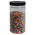 12 oz. Clear PET Round Jar with Label Panel & 63/400 Black Ribbed Cap with F217 Liner