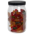16 oz. Clear PET Round Jar without Label Panel & with 70/400 Black Ribbed Cap with F217 Liner
