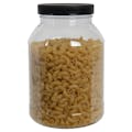 32 oz. Clear PET Round Jar with Label Panel & 70/400 Black Ribbed Cap with F217 Liner