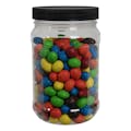 32 oz. Clear PET Round Jar with Label Panel & 89/400 Black Ribbed Cap with F217 Liner