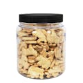 58 oz. Clear PET Round Jar without Label Panel & with 110/400 Black Ribbed Cap with F217 Liner