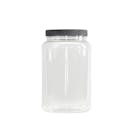 85 oz. Clear PET Round Jar with Label Panel & 110/400 Black Ribbed Cap with F217 Liner