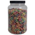 107 oz. Clear PET Round Jar with Label Panel & 110/400 Black Ribbed Cap with F217 Liner