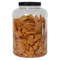 225 oz. Clear PET Round Jar with Label Panel & 120/400 Black Ribbed Cap with F217 Liner