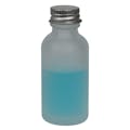 1 oz. Clear Frosted Glass Boston Round Bottle with 20/400 Brushed Silver Aluminum Cap with Foam Liner