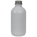 4 oz. White Glass Boston Round Bottle with 22/400 Brushed Silver Aluminum Cap with Foam Liner