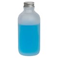4 oz. Clear Frosted Glass Boston Round Bottle with 22/400 Brushed Silver Aluminum Cap with Foam Liner