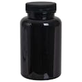 250cc Dark Amber PET Packer Bottle with 45/400 Black Ribbed Cap with F217 Liner