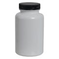 250cc White PET Packer Bottle with 45/400 Black Ribbed Cap with F217 Liner