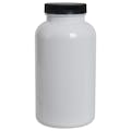 625cc White PET Packer Bottle with 53/400 Black Ribbed Cap with F217 Liner