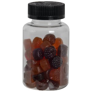 175cc Clear PET Packer Bottle with 38/400 Black Ribbed CRC Cap with F217 Liner