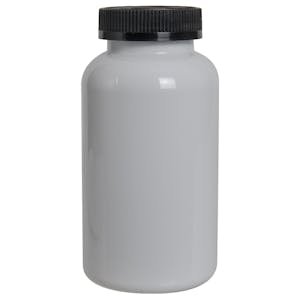 625cc White PET Packer Bottle with 53/400 Black Ribbed CRC Cap with F217 Liner