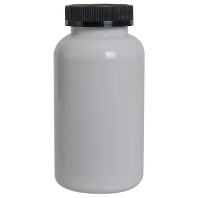 625cc White PET Packer Bottle with 53/400 Black Ribbed CRC Cap with F217 Liner