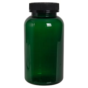 625cc Dark Green PET Packer Bottle with 53/400 Black Ribbed CRC Cap with F217 Liner