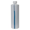 16 oz. White HDPE Cylindrical Easy-View Stripe Bottle with 24/410 White Ribbed CRC Cap with F217 Liner
