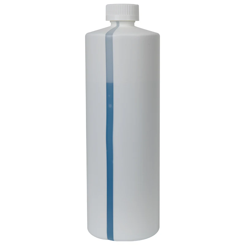 32 oz. White HDPE Cylindrical Easy-View Stripe Bottle with 28/410 White Ribbed Polypropylene Child-Resistant Cap (CRC) with F217 Liner
