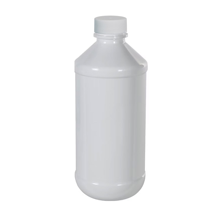 1 oz. White PET Modern Round Bottle with 20/410 White Ribbed Cap with F217 Liner