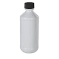 1 oz. White PET Modern Round Bottle with 20/410 Black Ribbed CRC Cap with F217 Liner