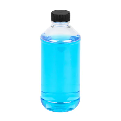 8 oz. Clear PET Modern Round Bottle with 24/400 Black Ribbed Cap with F217 Liner