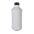 8 oz. White PET Modern Round Bottle with 24/400 Black Ribbed Cap with F217 Liner