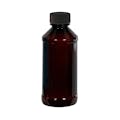 16 oz. Amber PET Modern Round Bottle with 24/400 Black Ribbed Cap with F217 Liner