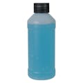 8 oz. Natural HDPE Modern Round Bottle with 28/410 Black Ribbed Cap with F217 Liner