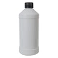 16 oz. White HDPE Modern Round Bottle with 28/410 Black Ribbed Cap with F217 Liner