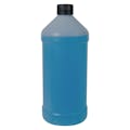 32 oz. Natural HDPE Modern Round Bottle with 28/410 Black Ribbed Cap with F217 Liner