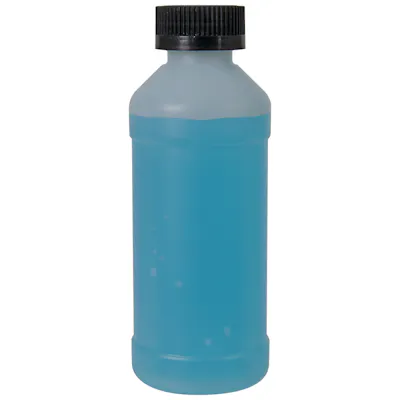8 oz. Natural HDPE Modern Round Bottle with 28/400 Black Ribbed Child-Resistant Cap (CRC) with F217 Liner