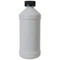 16 oz. White HDPE Modern Round Bottle with 28/400 Black Ribbed CRC Cap with F217 Liner