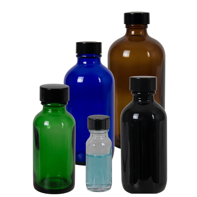 Glass Boston Round Bottles with Phenolic Caps