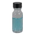 1/2 oz. Clear Glass Boston Round Bottle with 18/400 Black Phenolic Cap with Pulp & Vinyl Liner