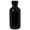 2 oz. Black Glass Boston Round Bottle with 20/400 Black Phenolic Cap with Pulp & Vinyl Liner